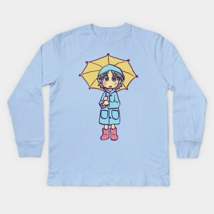 rainy season yotsuba in raincoat Kids Long Sleeve T-Shirt